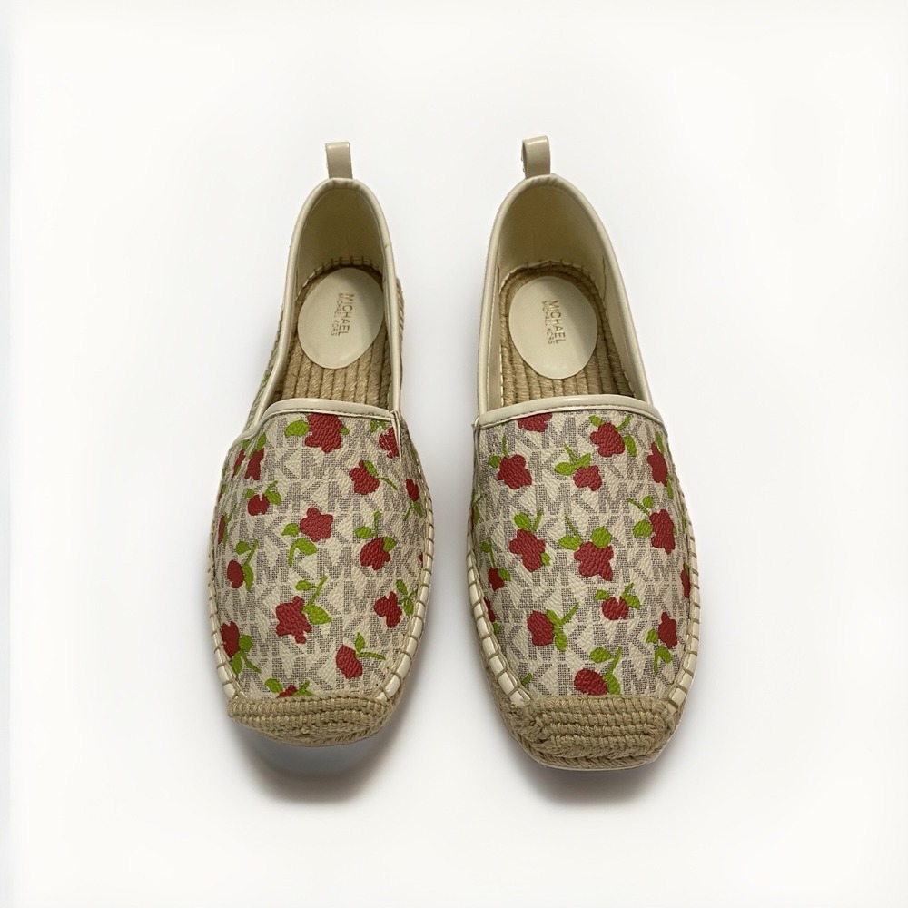 Michael Kors Lenny‎ Espadrille Slip-Ons Floral Logo Women's Size 9M